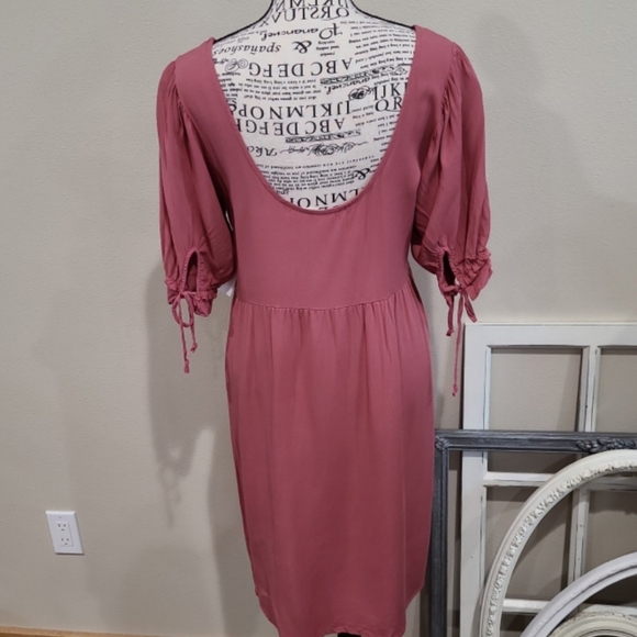 HIATUS womens SZ SM Rose Baby Doll Dress w/scoop back, Puffed sleeve NWT - Picture 4 of 11